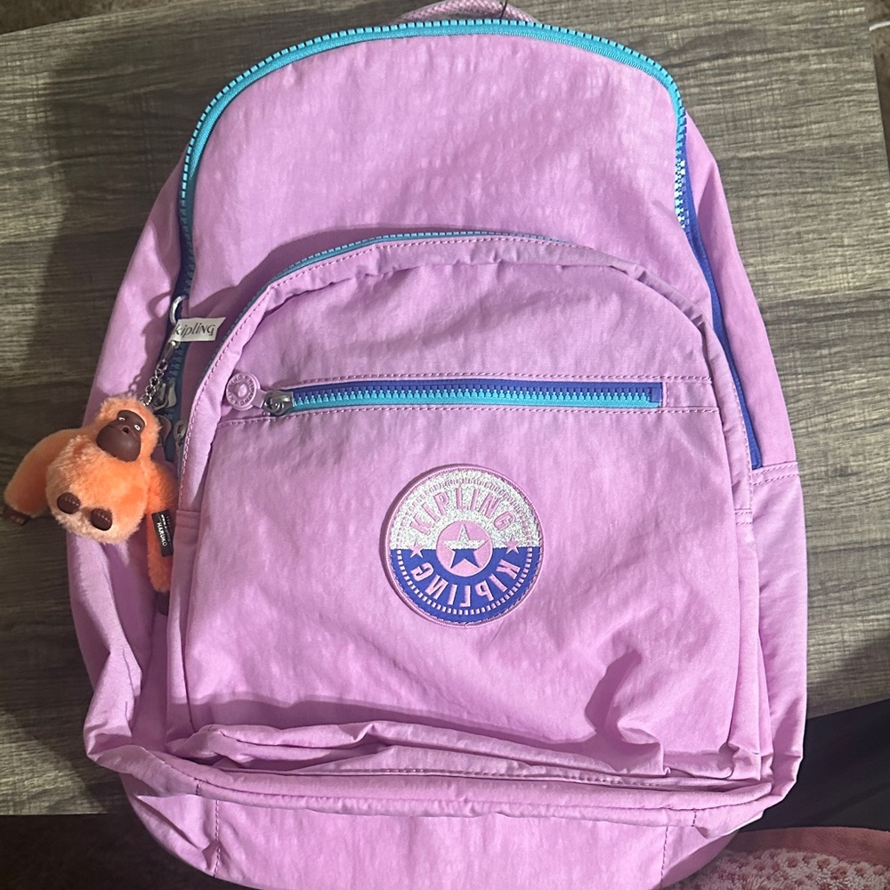 Kipling Kids Lilac Backpack with Orange Keychain
